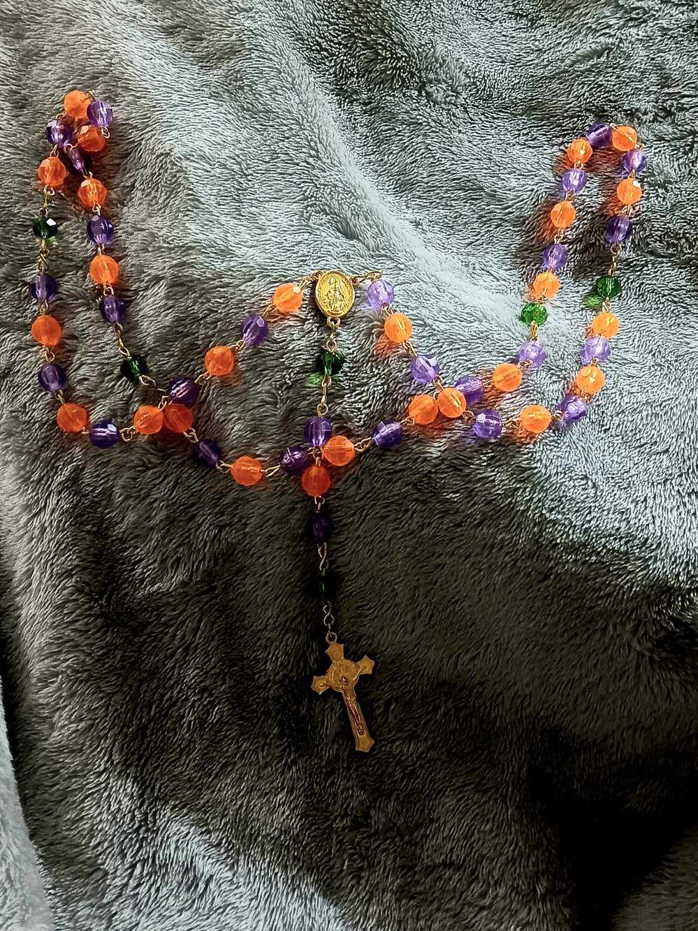 Colorful Orange & Purple Beaded Rosary